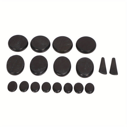 NNETM 18pcs Heated Basalt Massage Stones with Warmer Box(Black)